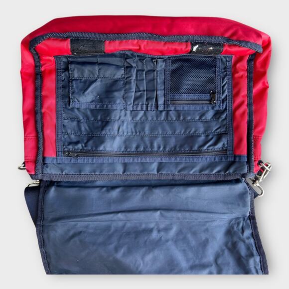 Vintage 90s Tommy Hilfiger Messenger Lap Top Bag Red Preppy Academic Grunge - Picture 8 of 13